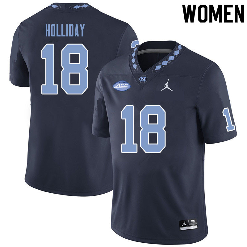 Women #18 Christopher Holliday North Carolina Tar Heels College Football Jerseys Sale-Black